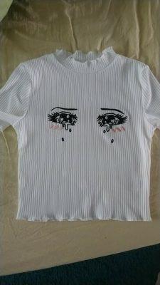 "Crying Eyes" Embroidered Crop Top photo review