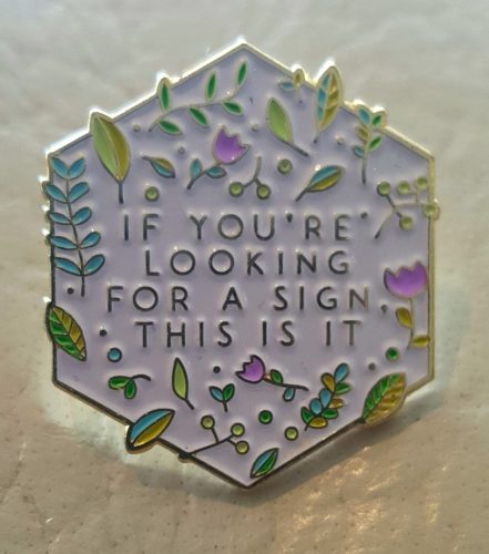 "If You Are Looking For A Sign This Is It" Pin photo review