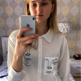 Line Art "Face" Oversized Unisex Shirt photo review