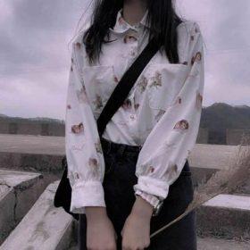Angel Print Vintage Oversized Shirt photo review