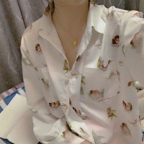 Angel Print Vintage Oversized Shirt photo review