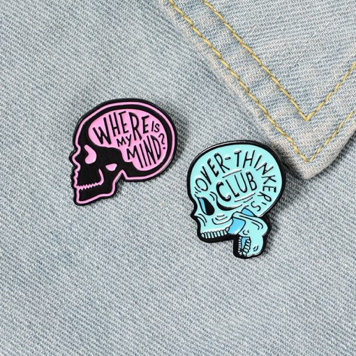 "Where Is My Mind" "Overthink Skull" Pins (2pcs)