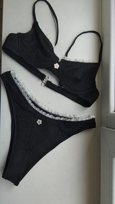 Daisy Push Up Black or Purple Bikini Set photo review