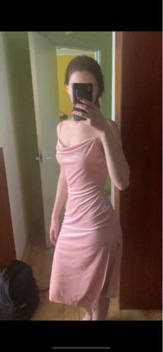Velvet Pink Midi Loose Party Dress photo review